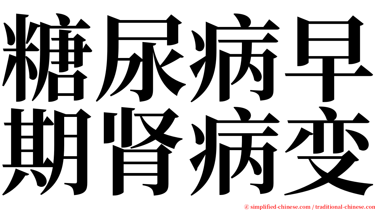 糖尿病早期肾病变 serif font