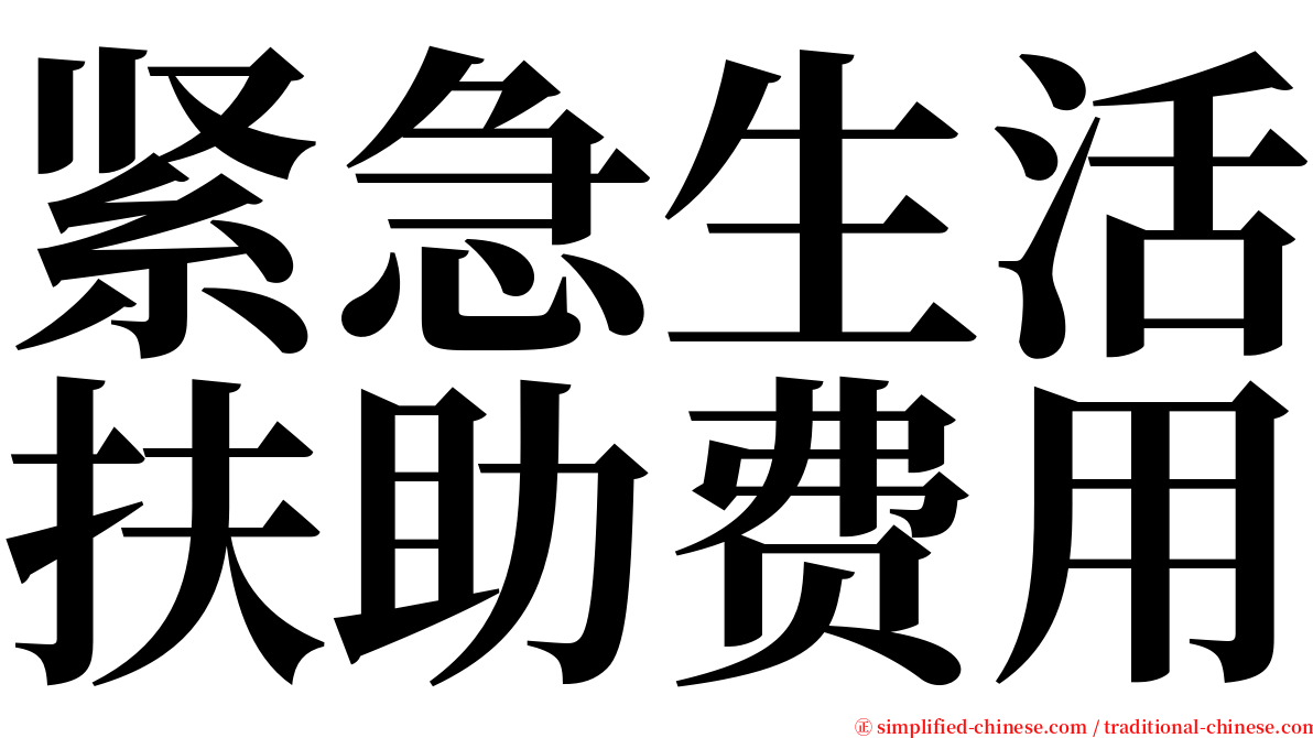 紧急生活扶助费用 serif font