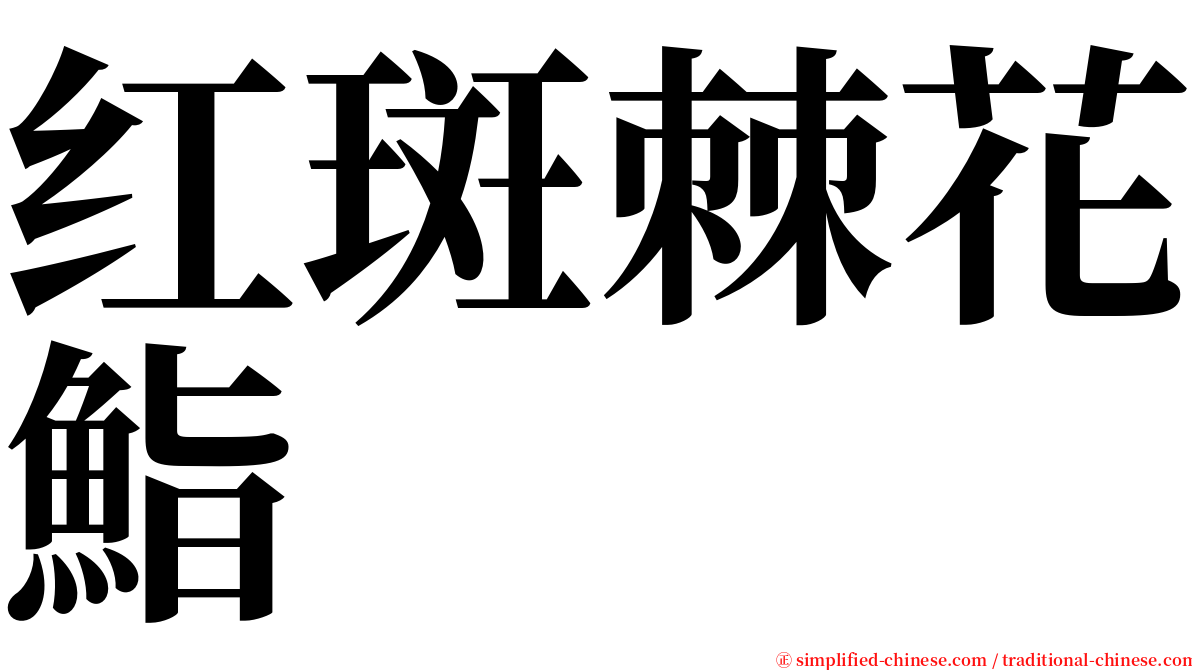 红斑棘花鮨 serif font