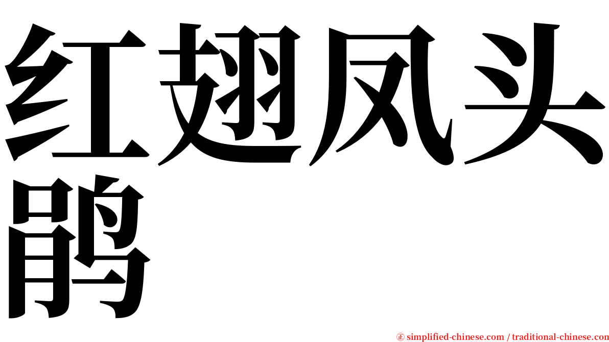 红翅凤头鹃 serif font