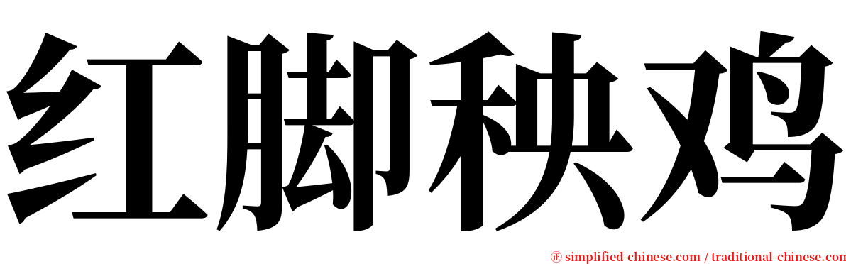 红脚秧鸡 serif font