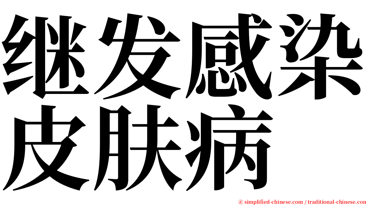 继发感染皮肤病 serif font