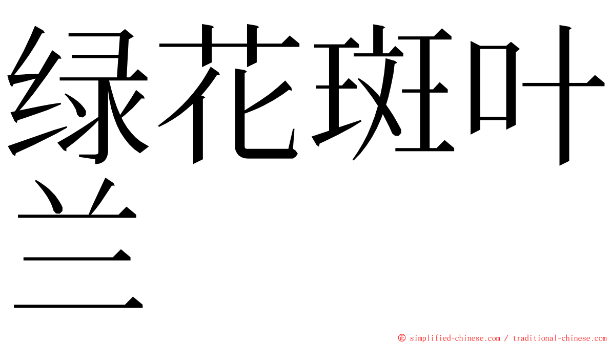 绿花斑叶兰 ming font