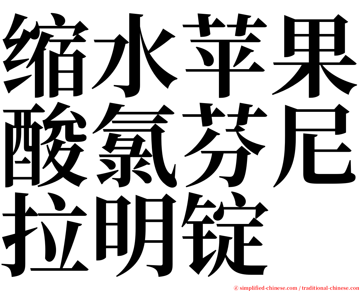 缩水苹果酸氯芬尼拉明锭 serif font