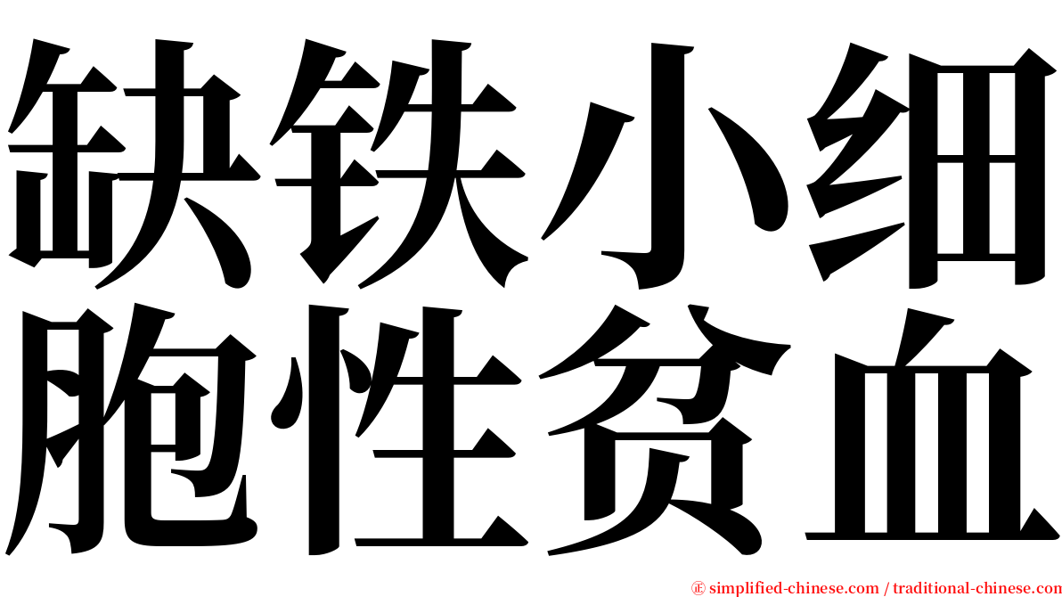 缺铁小细胞性贫血 serif font