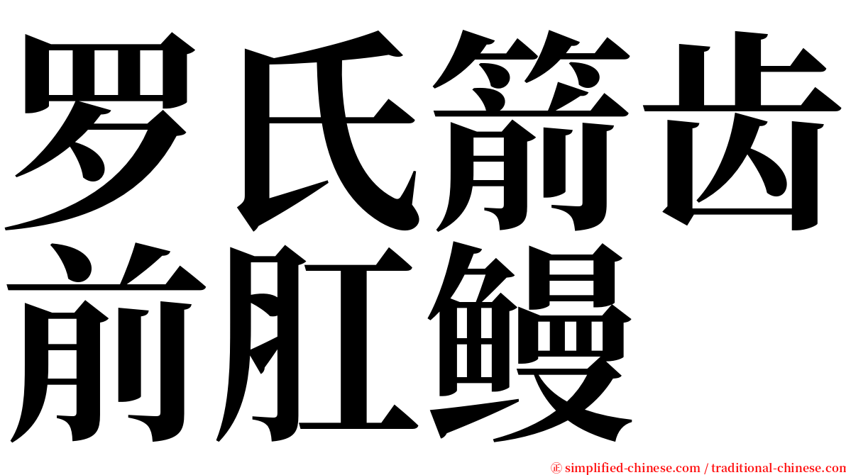 罗氏箭齿前肛鳗 serif font