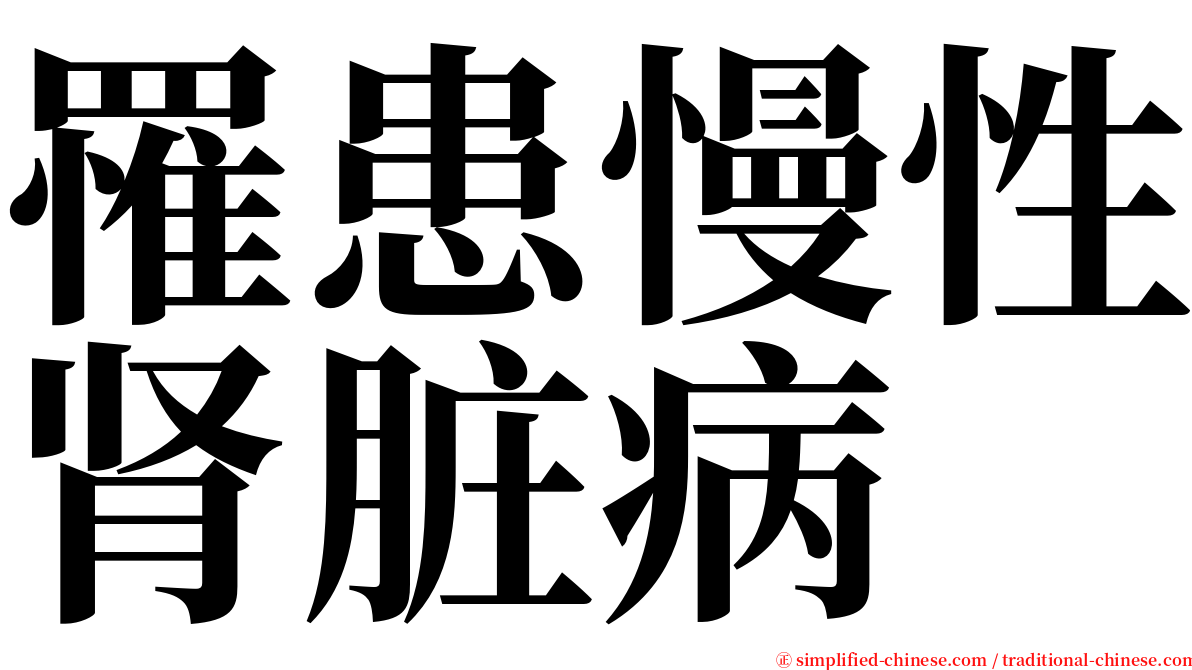 罹患慢性肾脏病 serif font