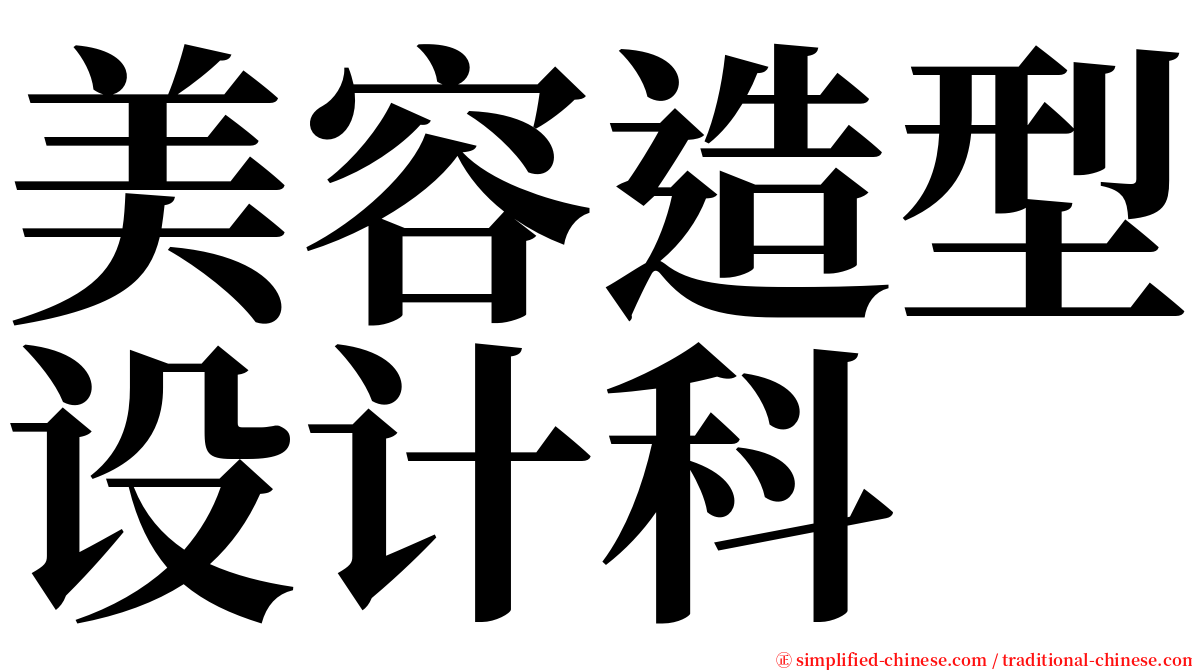 美容造型设计科 serif font