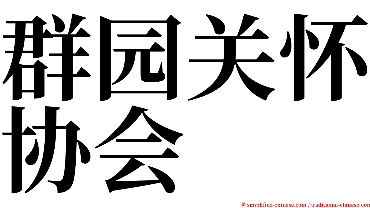 群园关怀协会 serif font