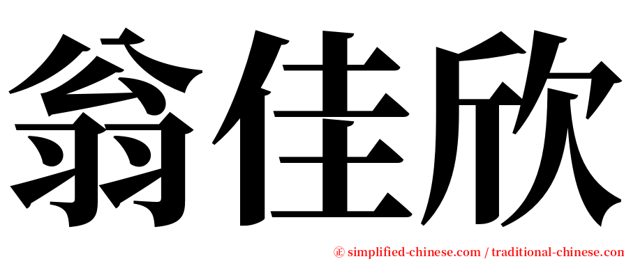 翁佳欣 serif font