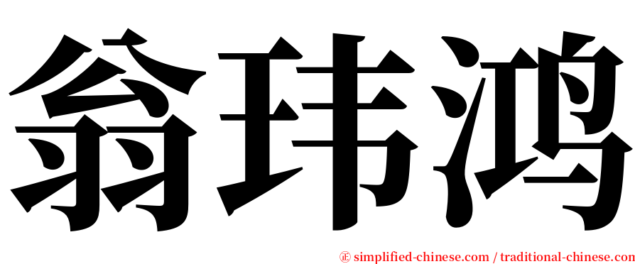 翁玮鸿 serif font