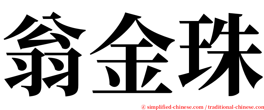 翁金珠 serif font
