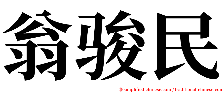 翁骏民 serif font