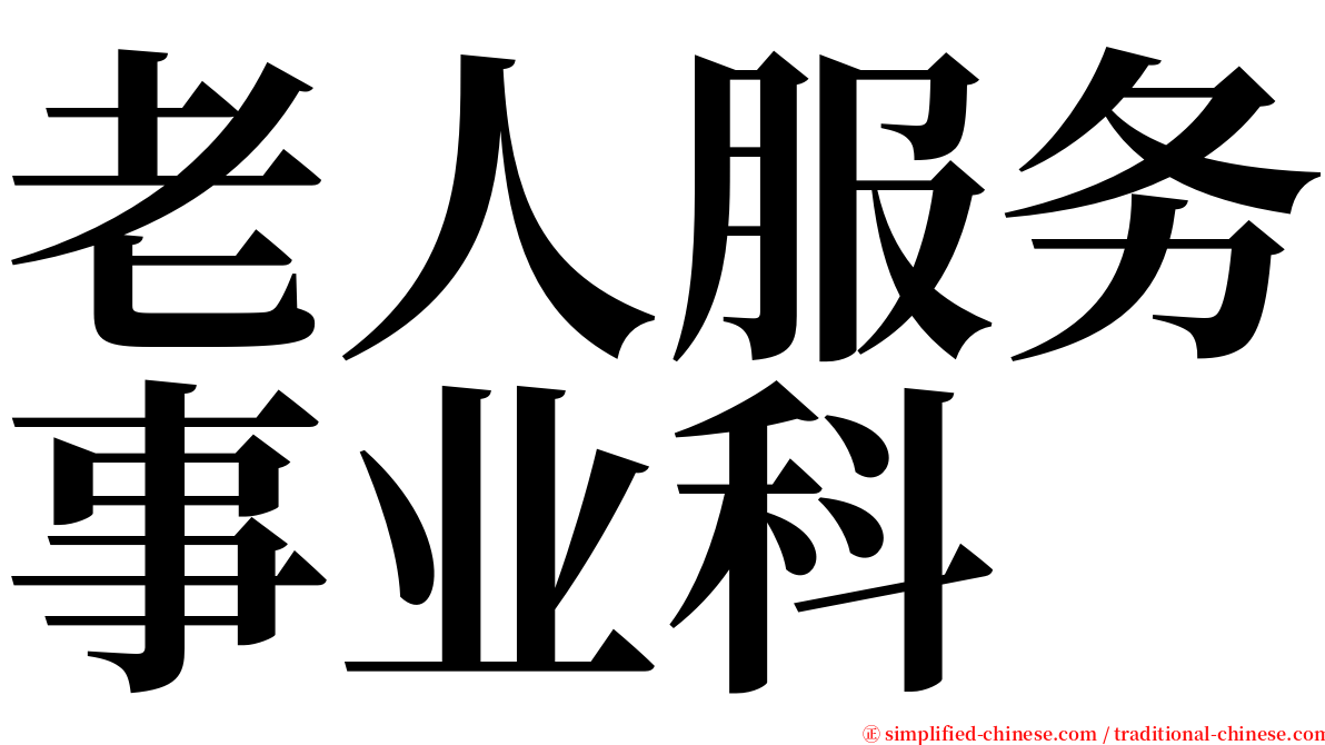 老人服务事业科 serif font