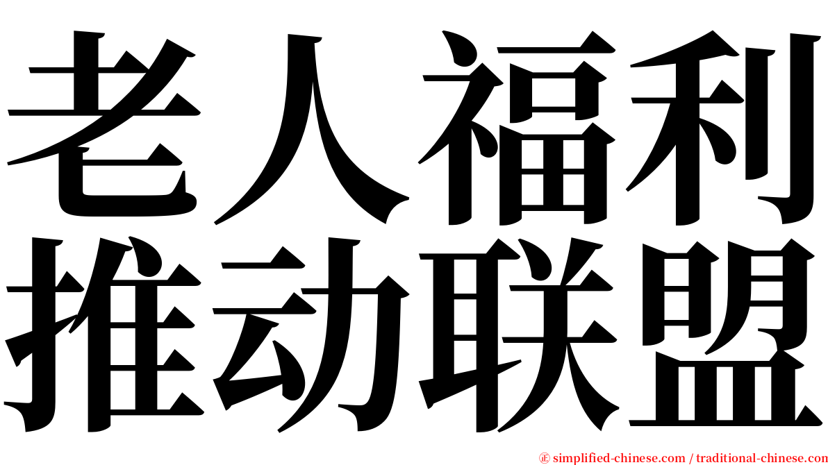 老人福利推动联盟 serif font