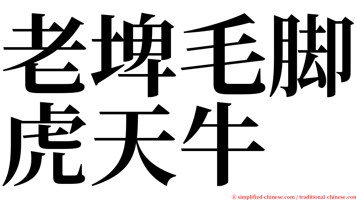 老埤毛脚虎天牛 serif font