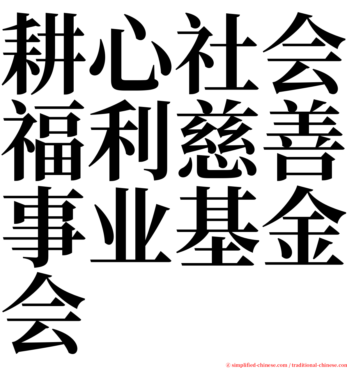 耕心社会福利慈善事业基金会 serif font