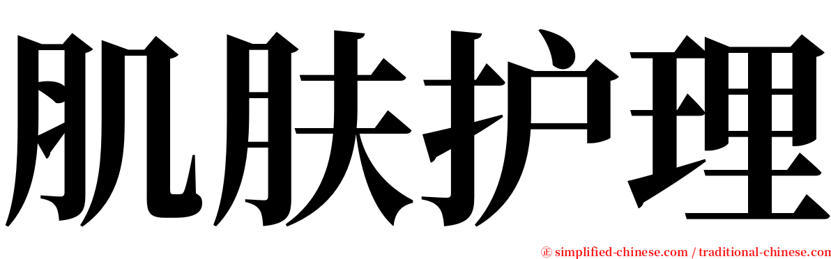 肌肤护理 serif font