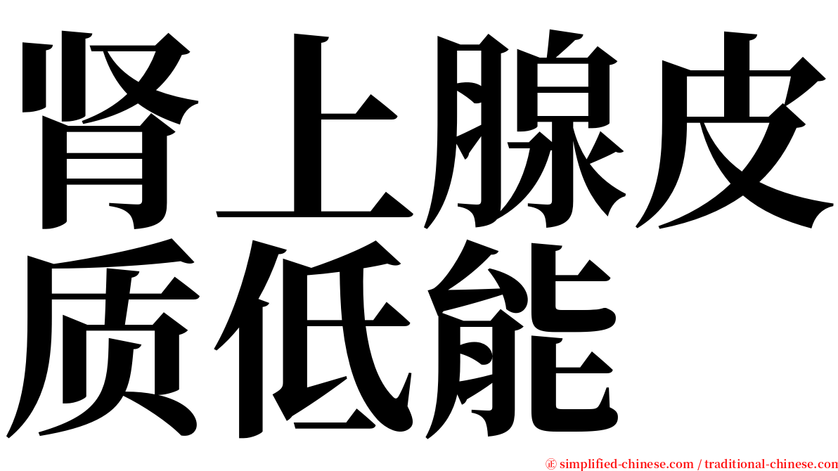 肾上腺皮质低能 serif font