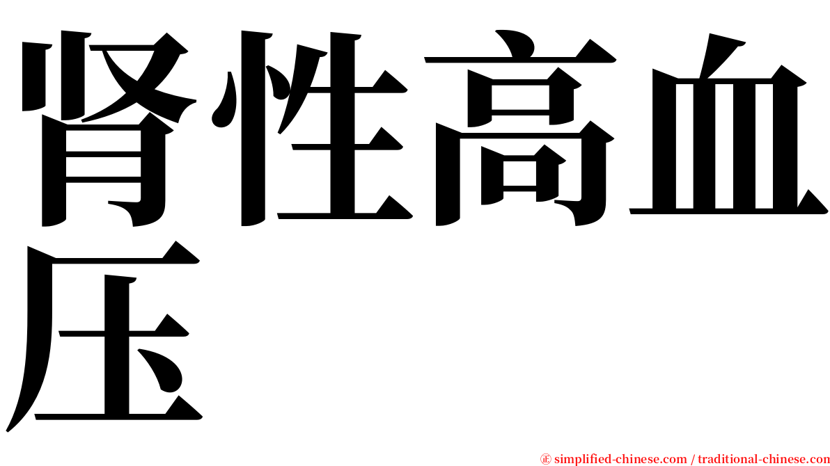 肾性高血压 serif font