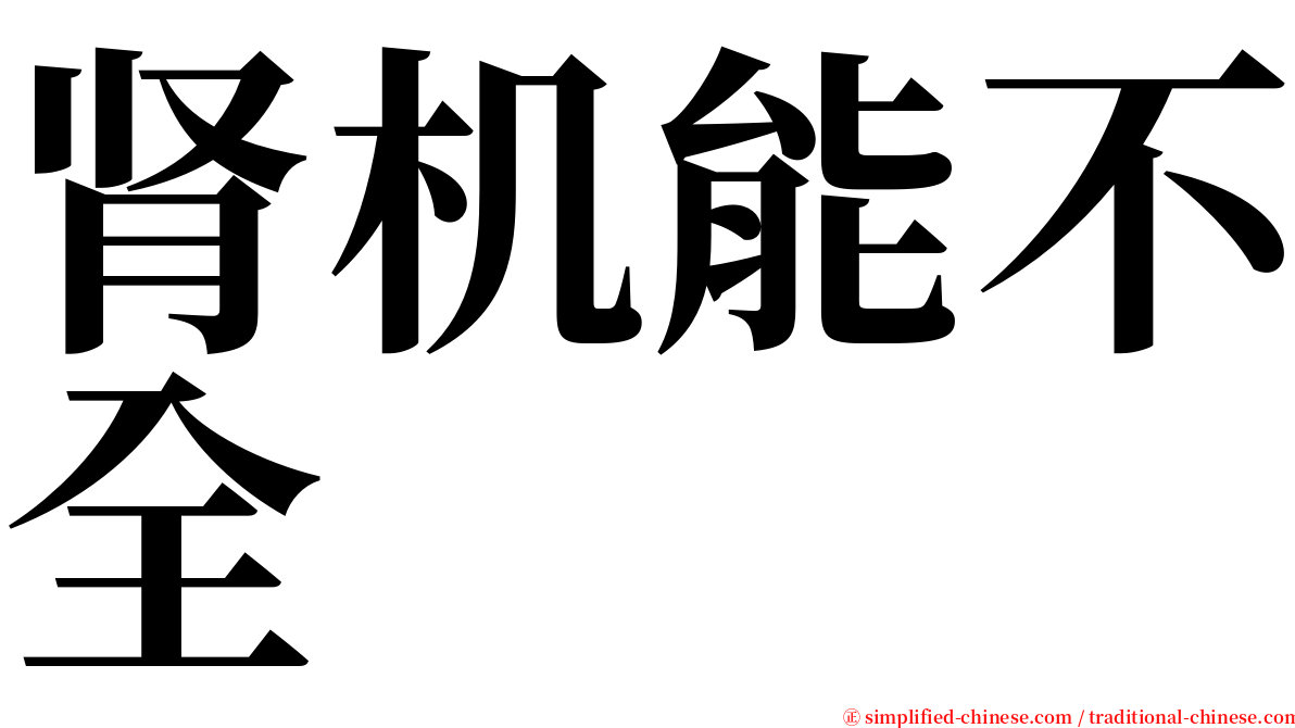 肾机能不全 serif font