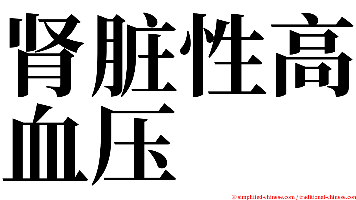 肾脏性高血压 serif font