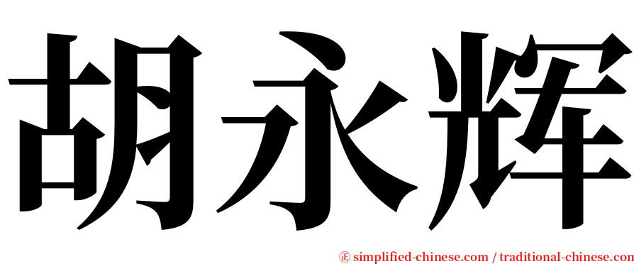 胡永辉 serif font