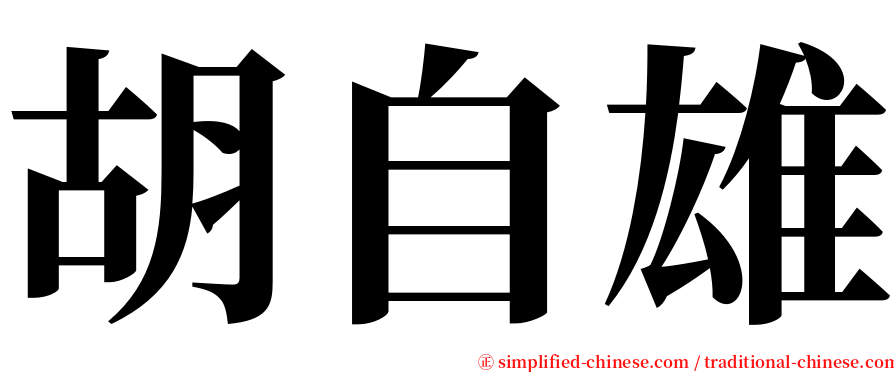 胡自雄 serif font