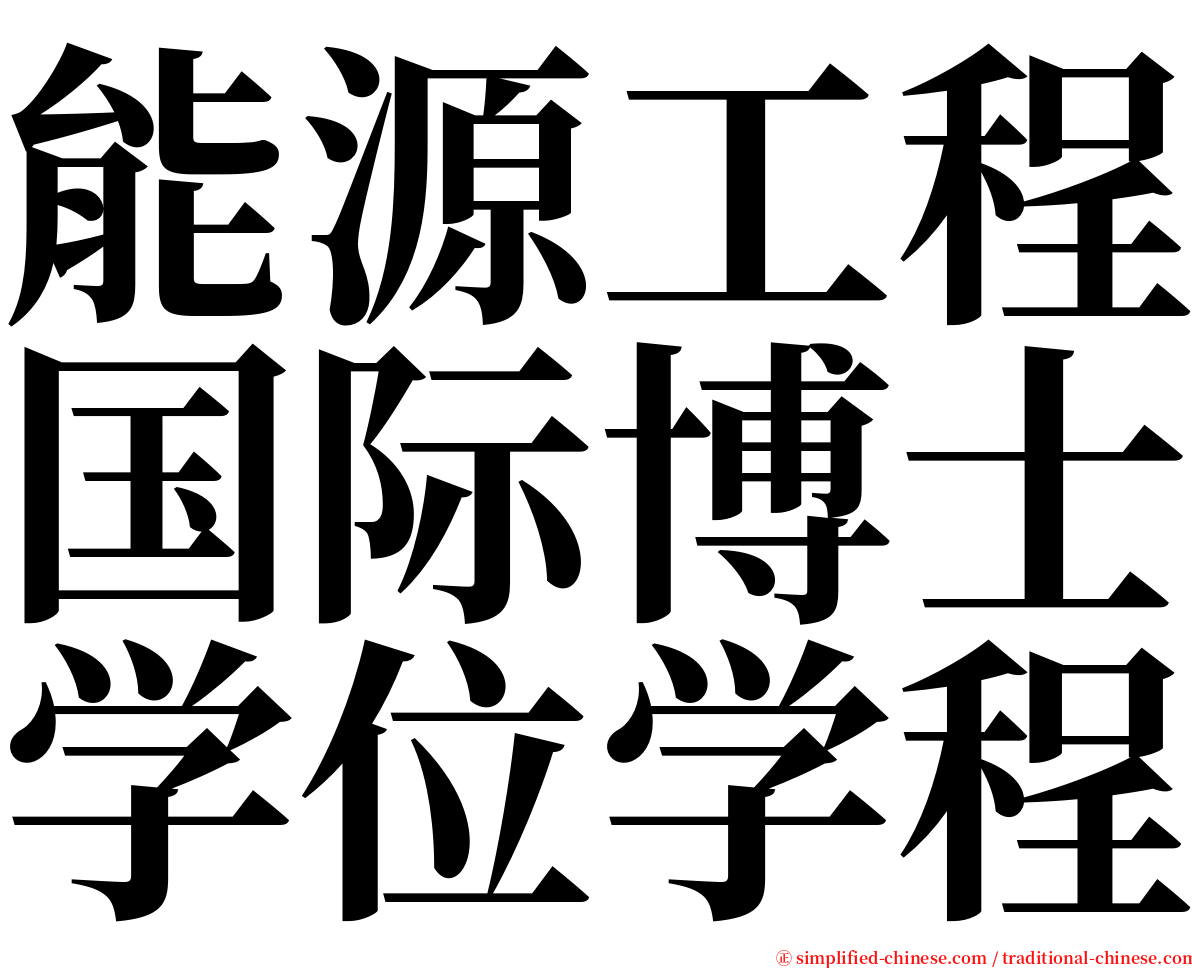 能源工程国际博士学位学程 serif font