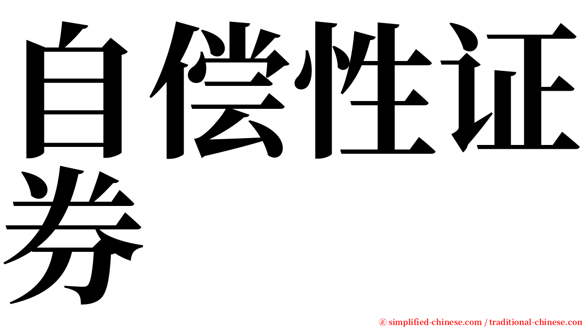 自偿性证券 serif font