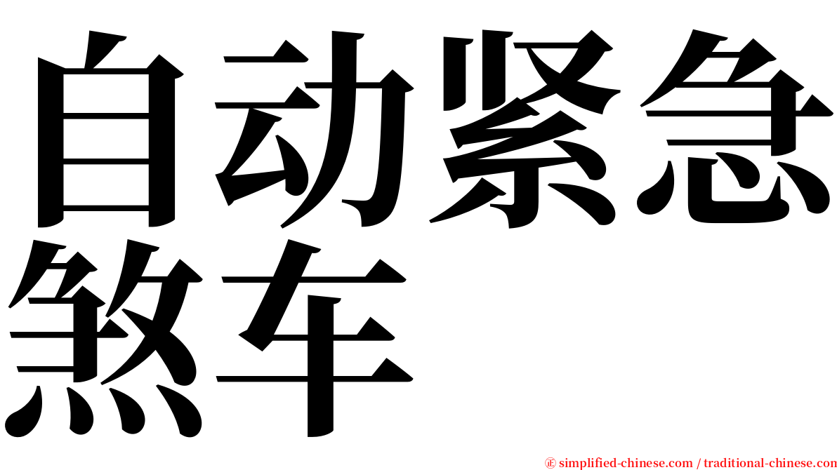 自动紧急煞车 serif font