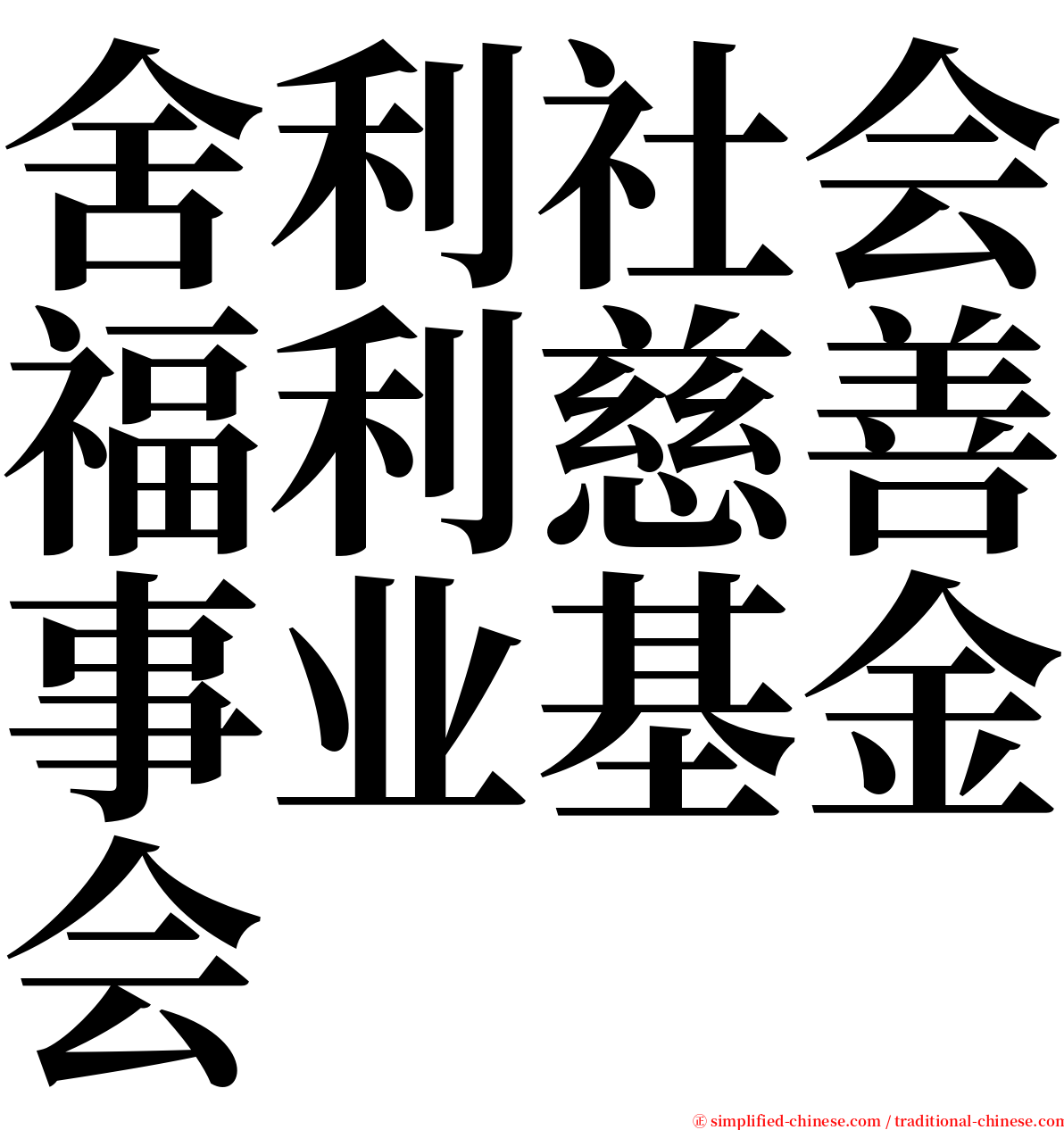 舍利社会福利慈善事业基金会 serif font