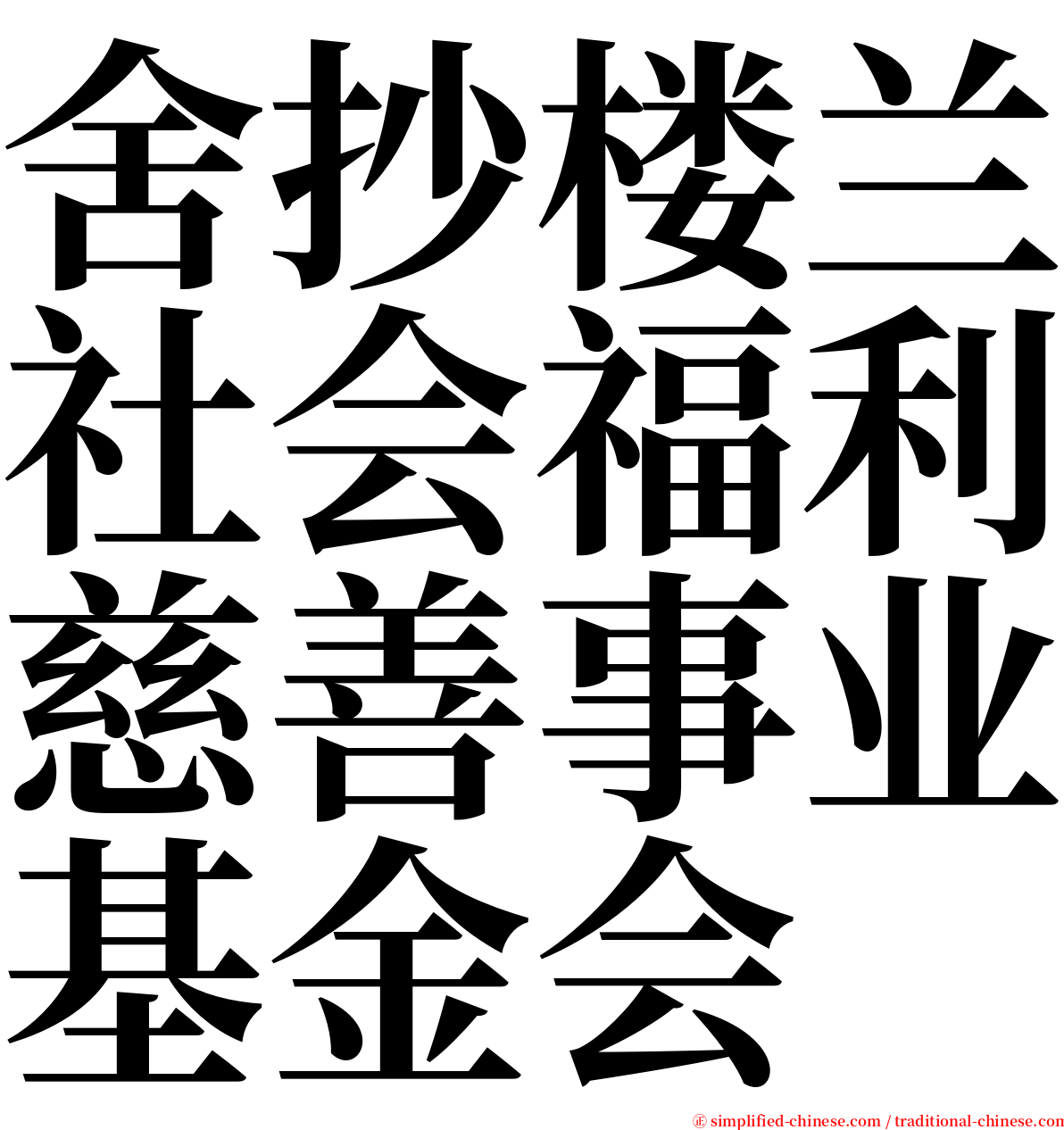 舍抄楼兰社会福利慈善事业基金会 serif font