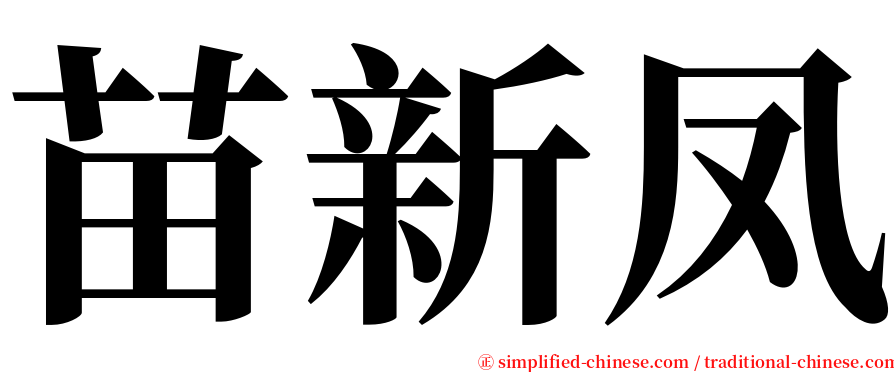 苗新凤 serif font