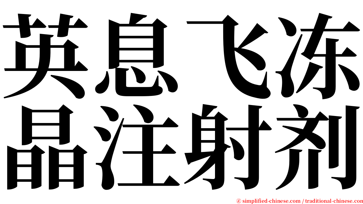 英息飞冻晶注射剂 serif font