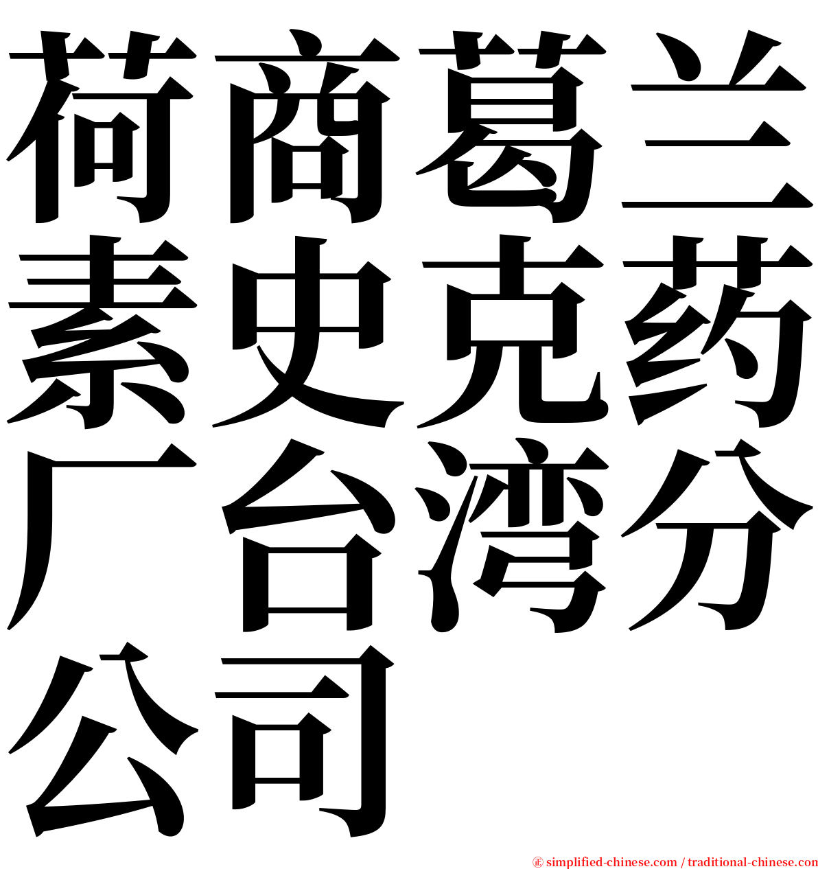 荷商葛兰素史克药厂台湾分公司 serif font