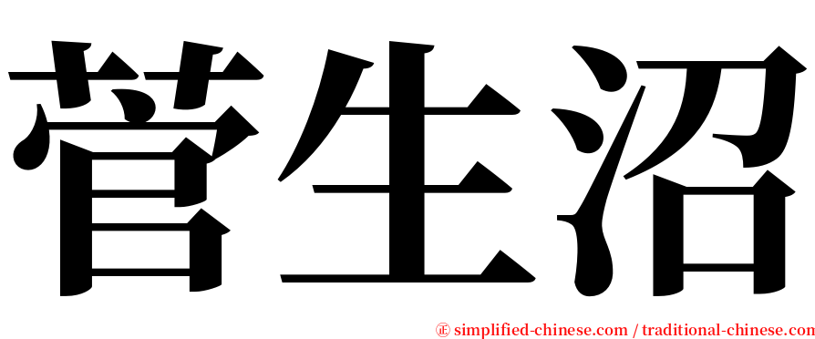 菅生沼 serif font