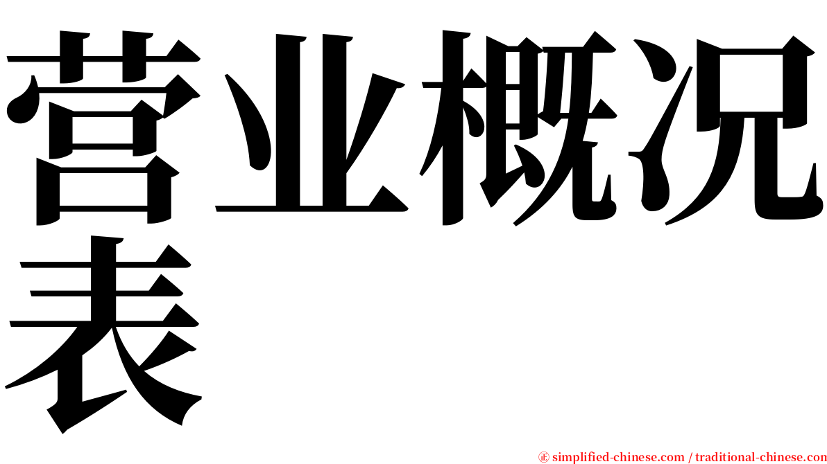 营业概况表 serif font