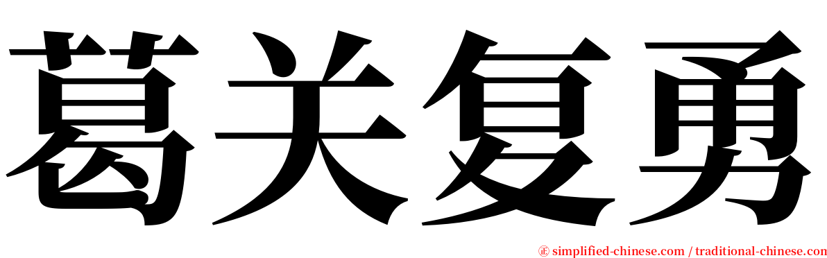 葛关复勇 serif font