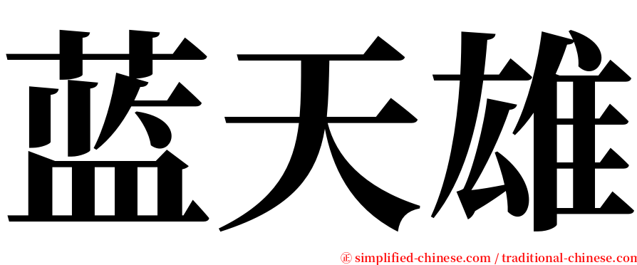 蓝天雄 serif font