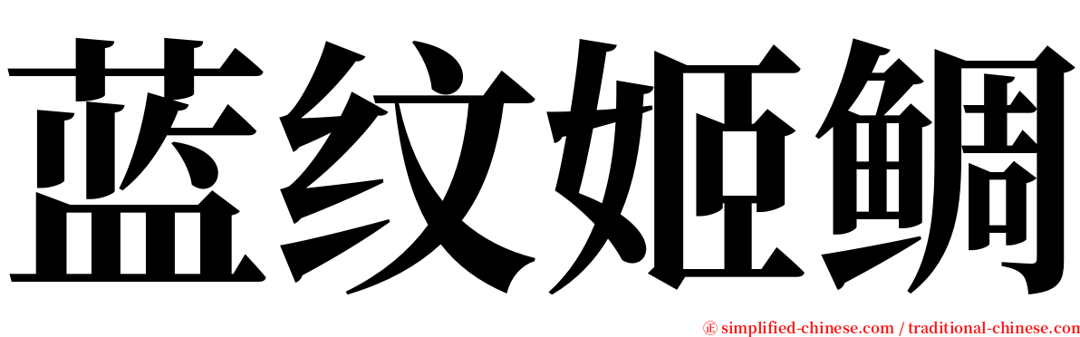 蓝纹姬鲷 serif font