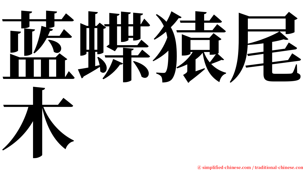 蓝蝶猿尾木 serif font