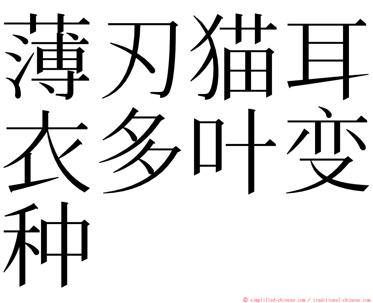 薄刃猫耳衣多叶变种 ming font