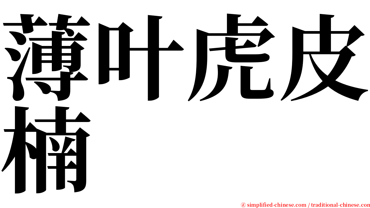 薄叶虎皮楠 serif font