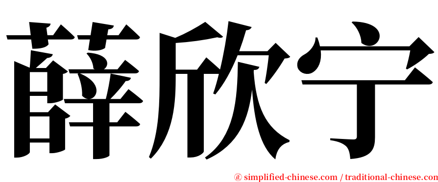 薛欣宁 serif font