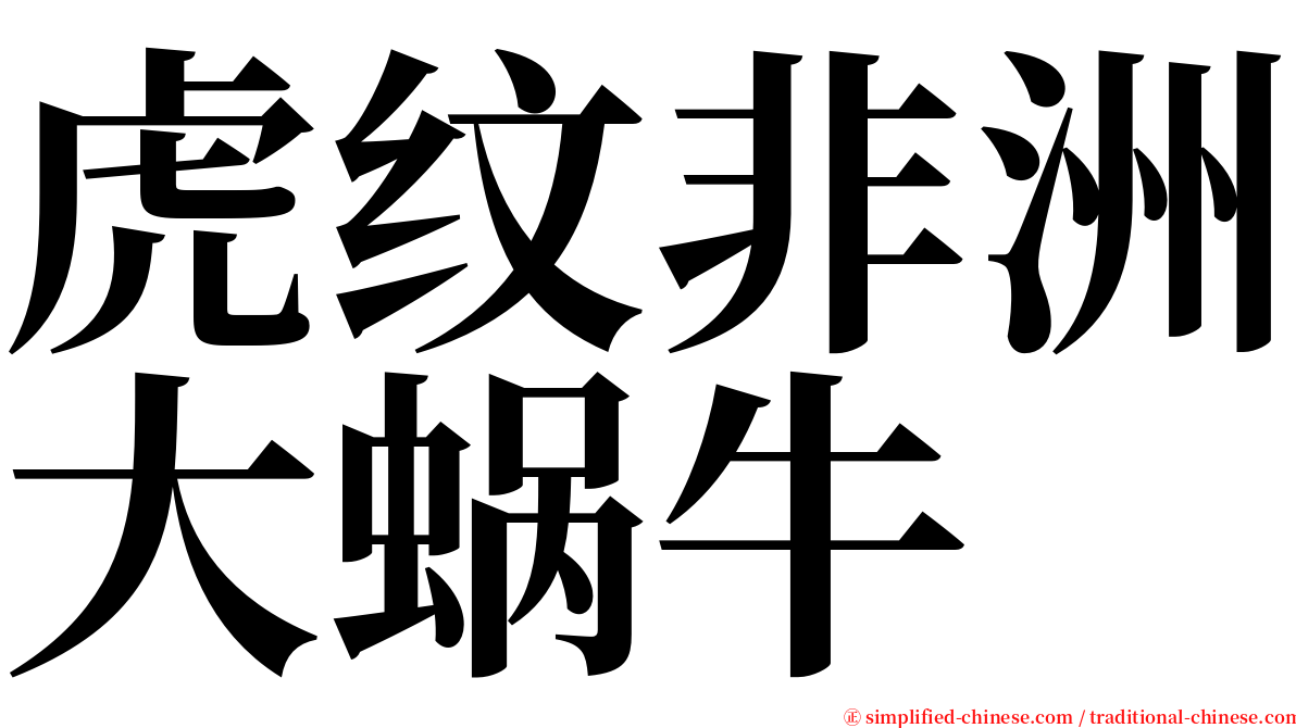 虎纹非洲大蜗牛 serif font