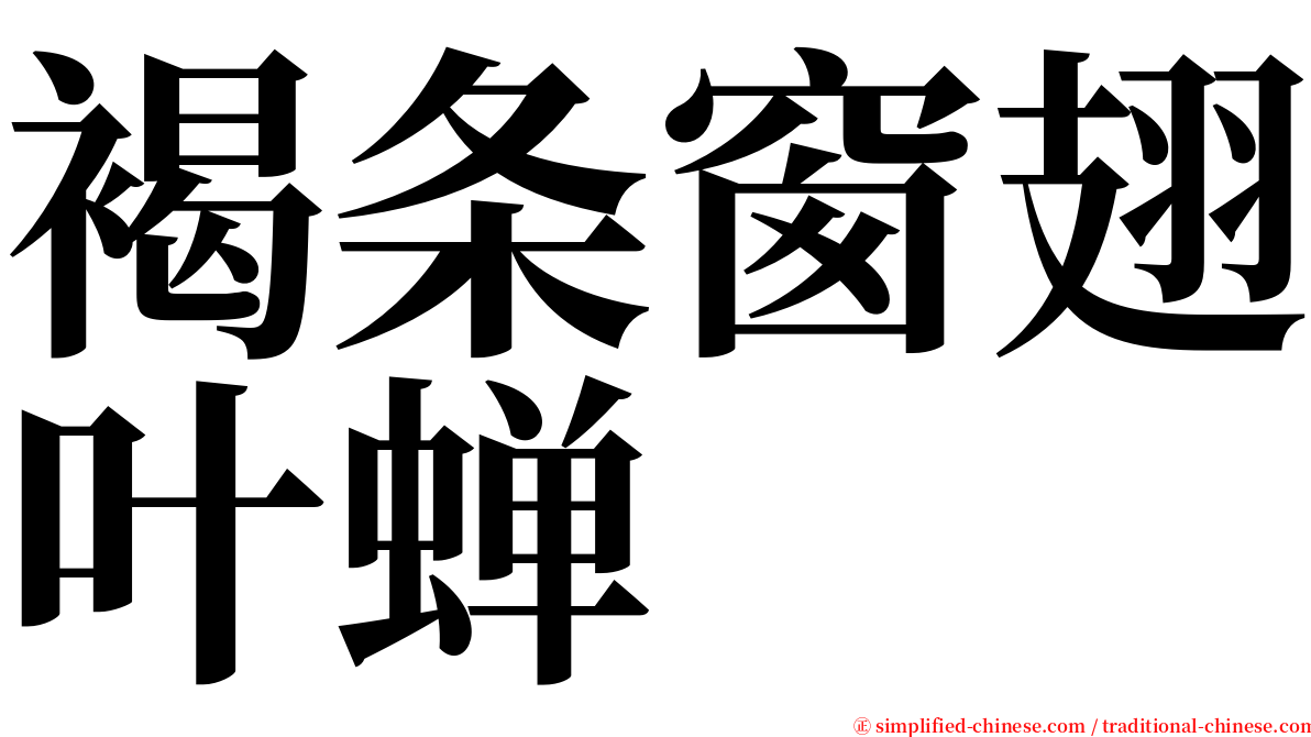 褐条窗翅叶蝉 serif font