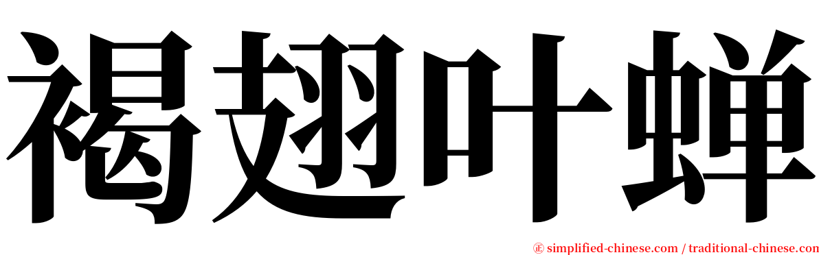 褐翅叶蝉 serif font