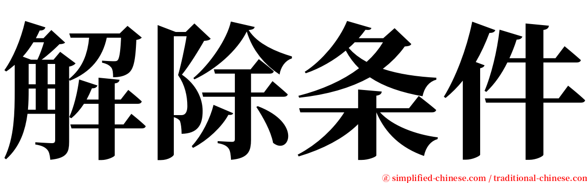 解除条件 serif font