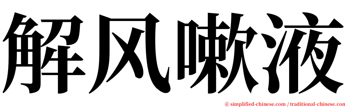 解风嗽液 serif font